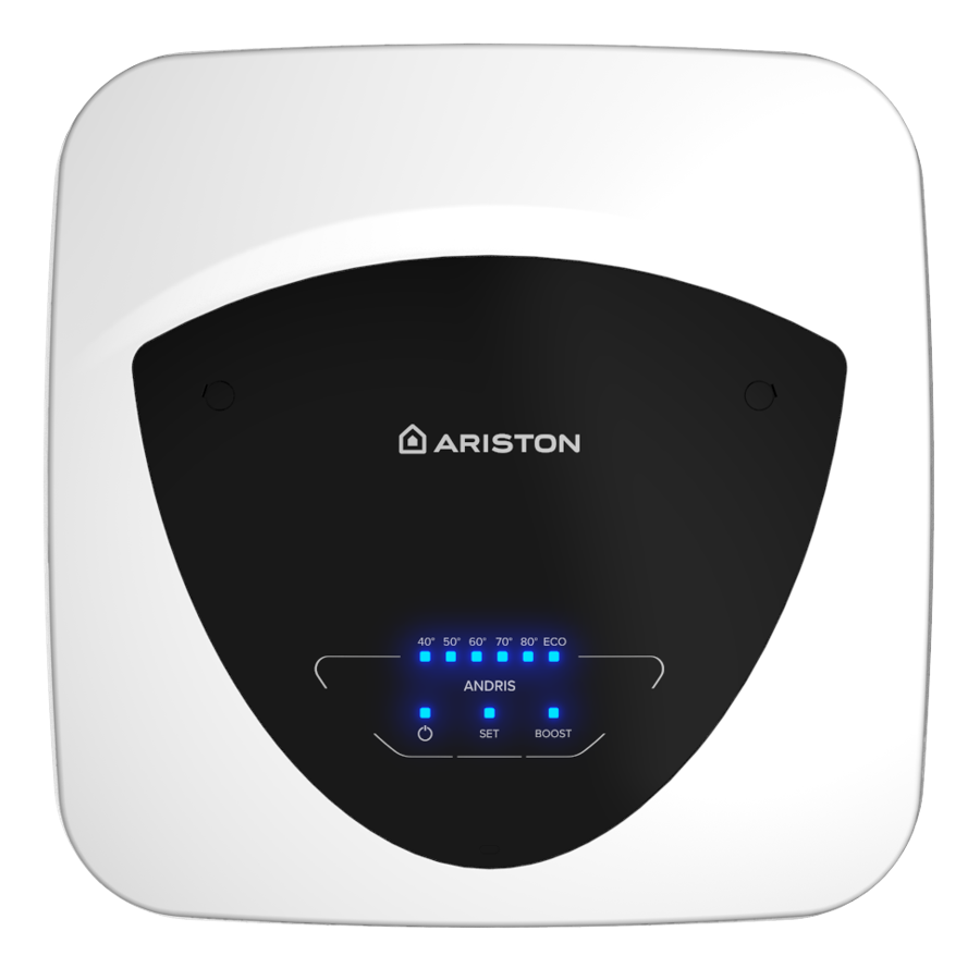 Prekės aprašymas: Elektrinis vandens šildytuvas Ariston Andris Lux Eco 15    Elektrinis vandens šildytuvas    Šildymo būdas - elektrinis    Montavimas - po kriaukle    Talpa - 15 L    Galingumas - 1200 W    Darbinis slėgis - 8 barai    Maitinimas - 230V / 50Hz    Matmenys - 360x385x298 mm    Svoris - 6