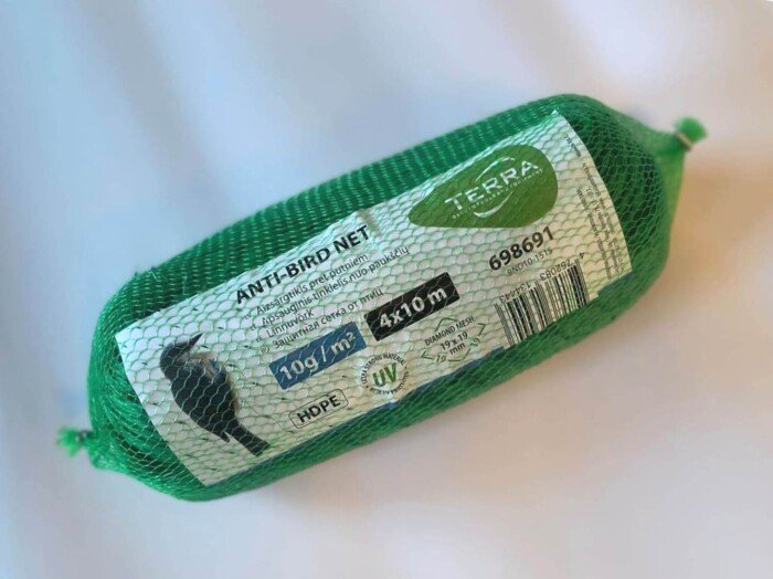 Apsauginis tinklelis nuo paukščių 10g/m2, 19x19mm, 2x10m