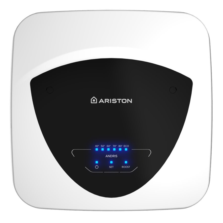 Prekės aprašymas: Elektrinis vandens šildytuvas Ariston Andris ELITE 10    Elektrinis vandens šildytuvas    Šildymo būdas - elektrinis    Montavimas - virš kriauklės    Talpa - 10 L    Galingumas - 1200 W    Darbinis slėgis - 8 barai    Maitinimas - 230V / 50Hz    Matmenys - 360x385x298 mm    Svoris - 6